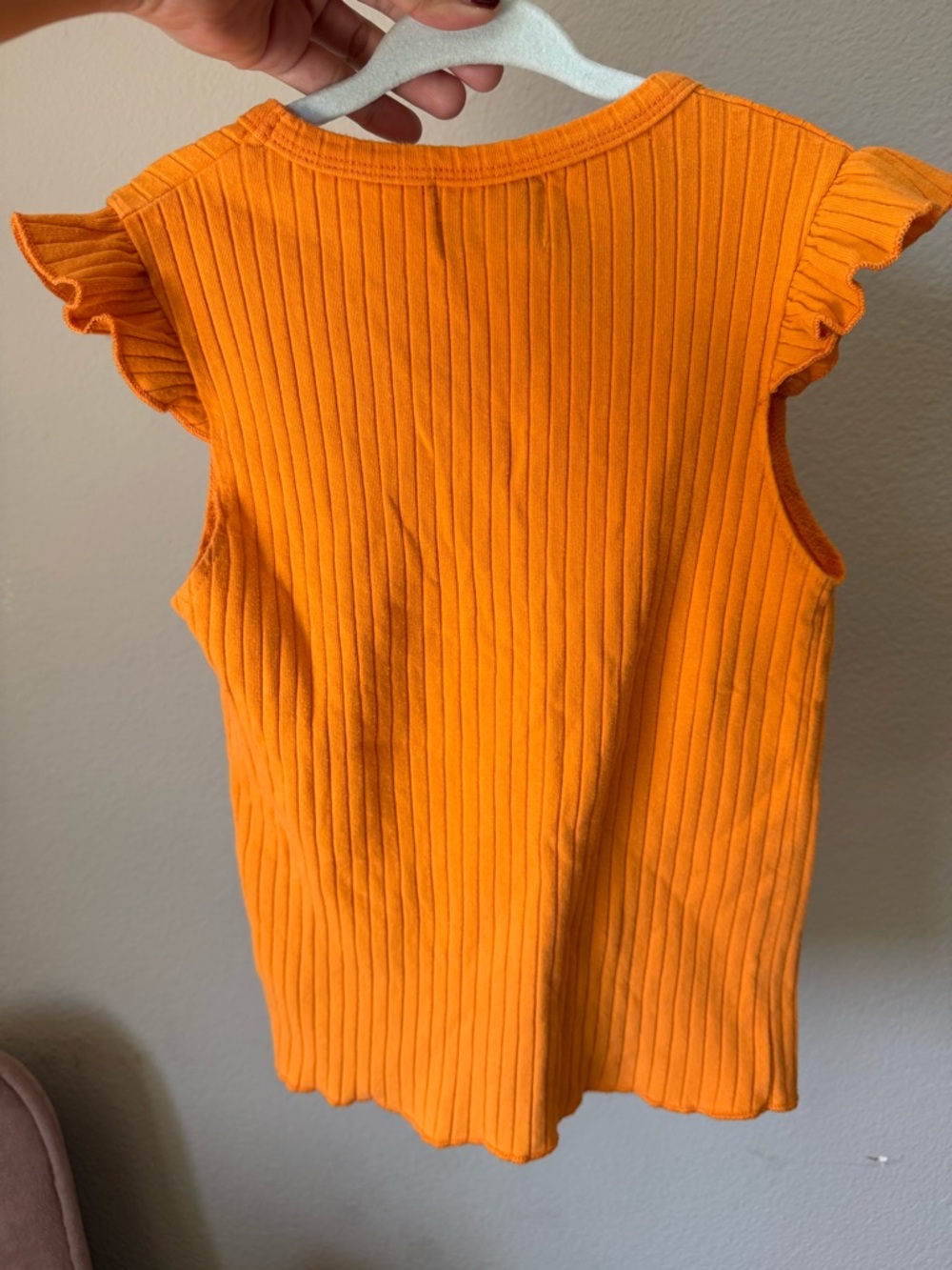 Bobo Choses Orange Ribbed Flutter-Sleeve Tank Top - Picture 4 of 5